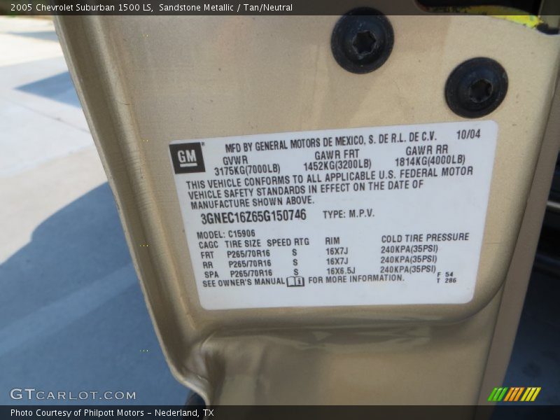 Sandstone Metallic / Tan/Neutral 2005 Chevrolet Suburban 1500 LS