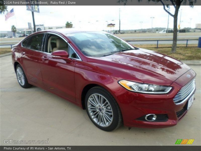Ruby Red / Dune 2014 Ford Fusion SE EcoBoost