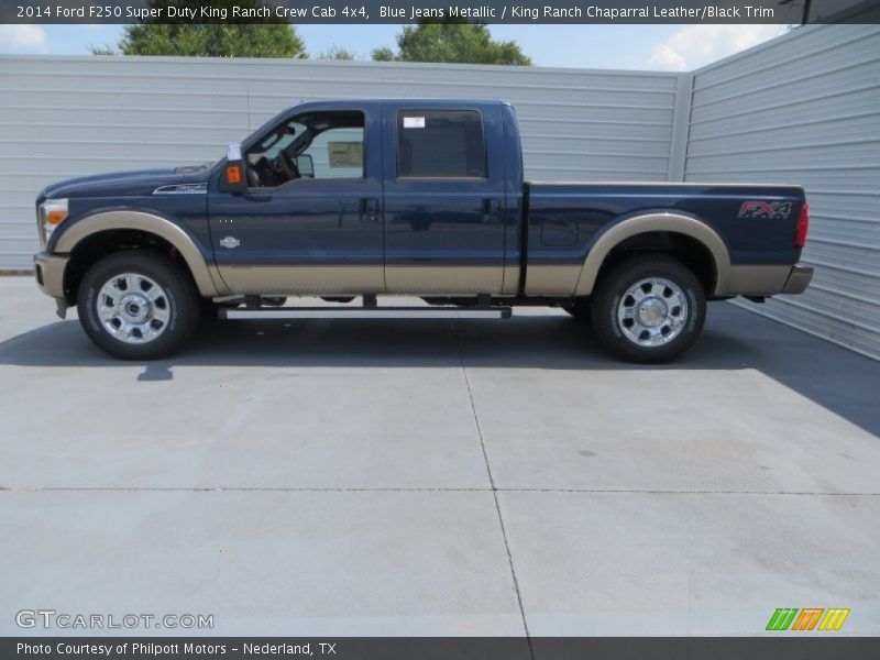 Blue Jeans Metallic / King Ranch Chaparral Leather/Black Trim 2014 Ford F250 Super Duty King Ranch Crew Cab 4x4