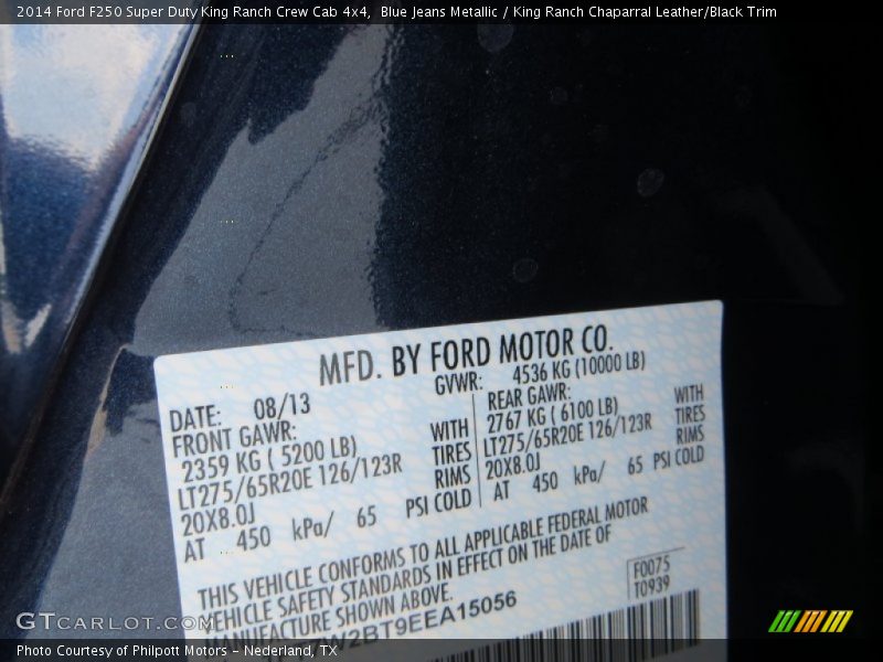 Blue Jeans Metallic / King Ranch Chaparral Leather/Black Trim 2014 Ford F250 Super Duty King Ranch Crew Cab 4x4