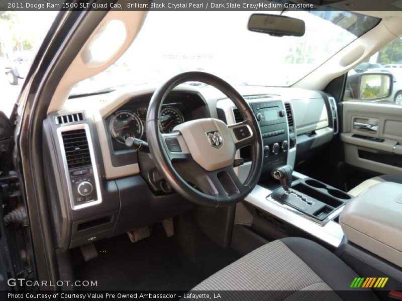 Brilliant Black Crystal Pearl / Dark Slate Gray/Medium Graystone 2011 Dodge Ram 1500 SLT Quad Cab