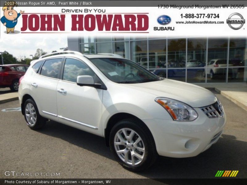 Pearl White / Black 2013 Nissan Rogue SV AWD