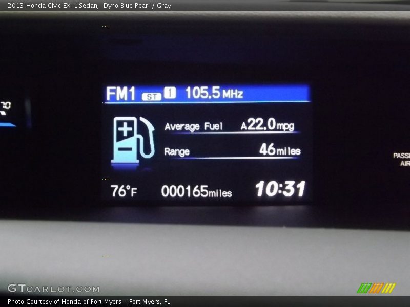 Dyno Blue Pearl / Gray 2013 Honda Civic EX-L Sedan