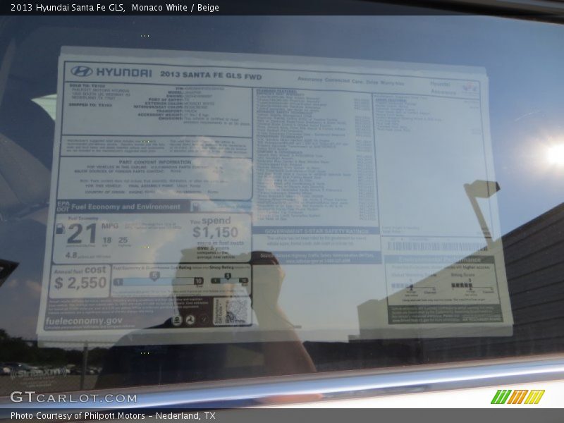 Monaco White / Beige 2013 Hyundai Santa Fe GLS