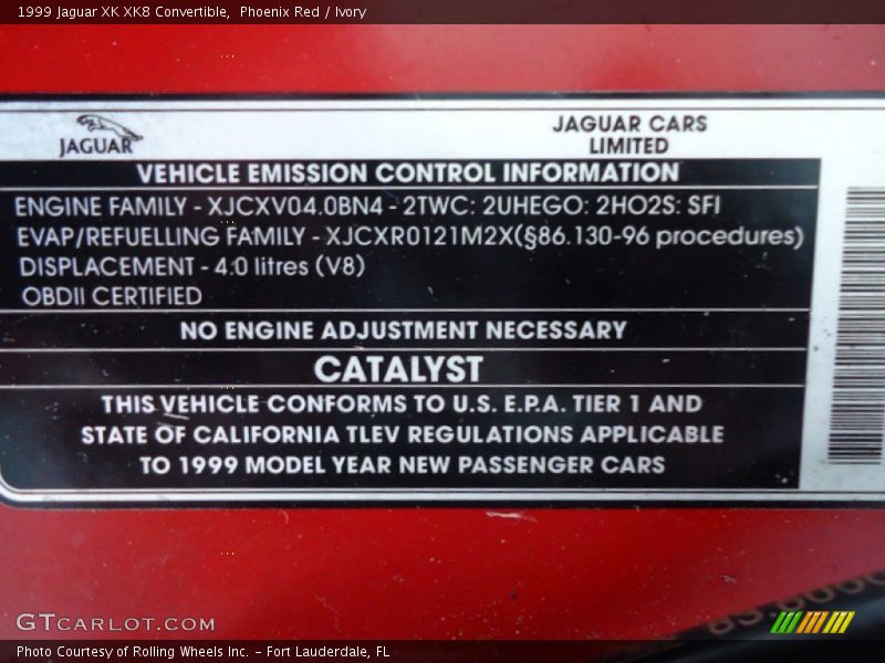 Phoenix Red / Ivory 1999 Jaguar XK XK8 Convertible