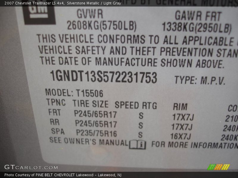 Silverstone Metallic / Light Gray 2007 Chevrolet TrailBlazer LS 4x4