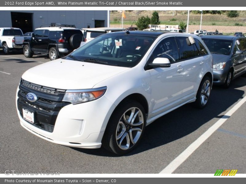 White Platinum Metallic Tri-Coat / Charcoal Black/Silver Smoke Metallic 2012 Ford Edge Sport AWD