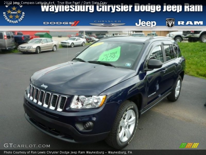 True Blue Pearl / Dark Slate Gray 2012 Jeep Compass Latitude 4x4