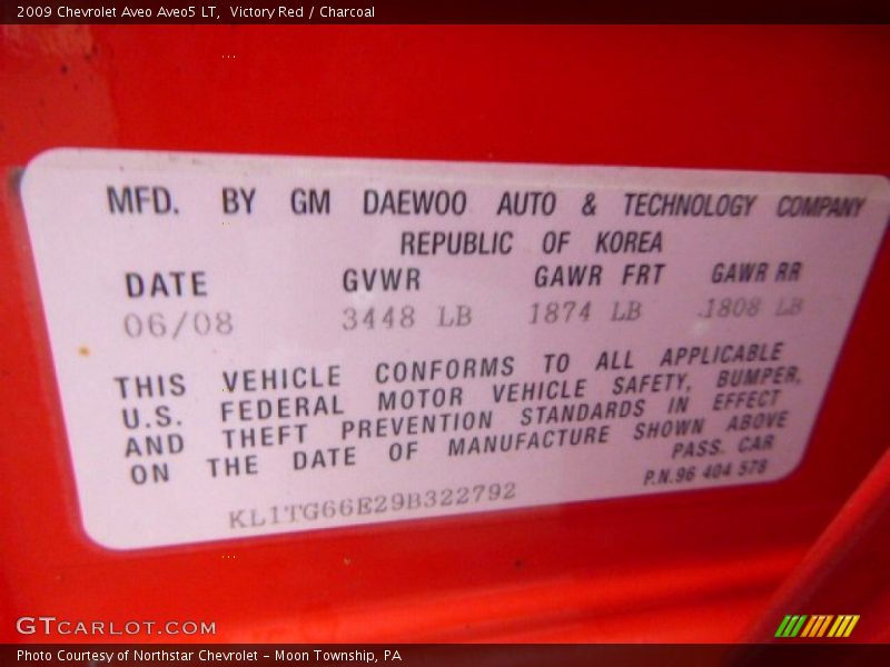 Victory Red / Charcoal 2009 Chevrolet Aveo Aveo5 LT