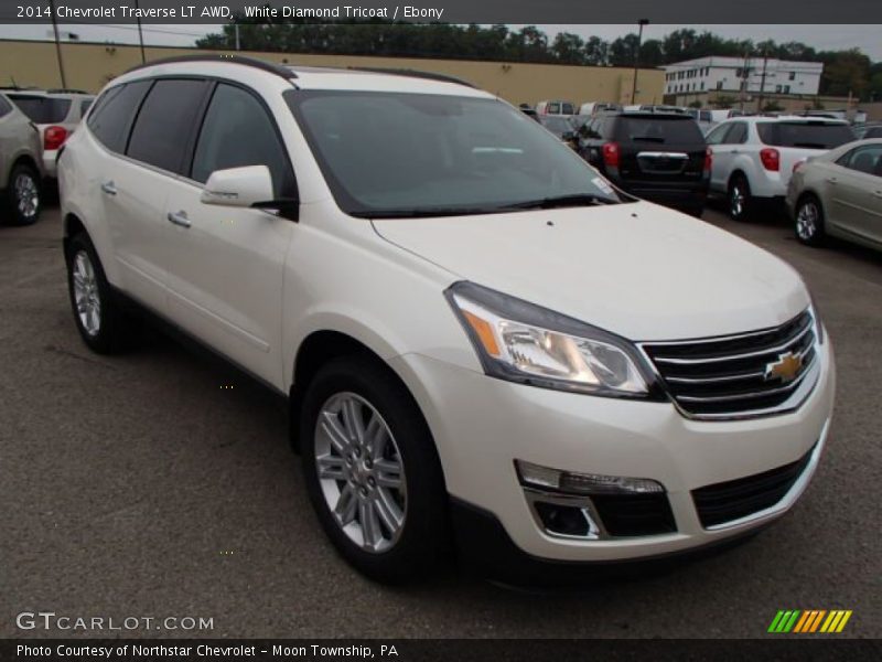 White Diamond Tricoat / Ebony 2014 Chevrolet Traverse LT AWD