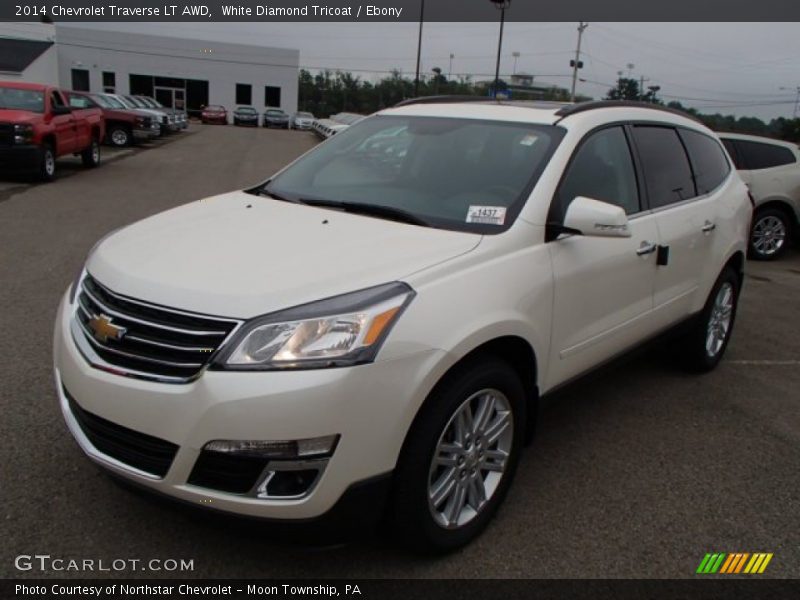 White Diamond Tricoat / Ebony 2014 Chevrolet Traverse LT AWD