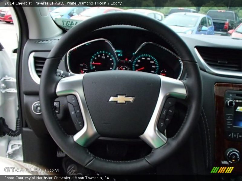 White Diamond Tricoat / Ebony 2014 Chevrolet Traverse LT AWD