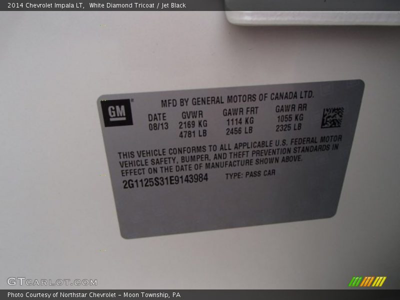 White Diamond Tricoat / Jet Black 2014 Chevrolet Impala LT