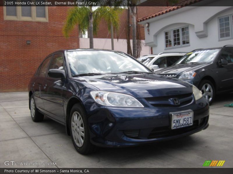 Eternal Blue Pearl / Gray 2005 Honda Civic LX Sedan