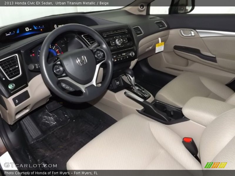 Urban Titanium Metallic / Beige 2013 Honda Civic EX Sedan