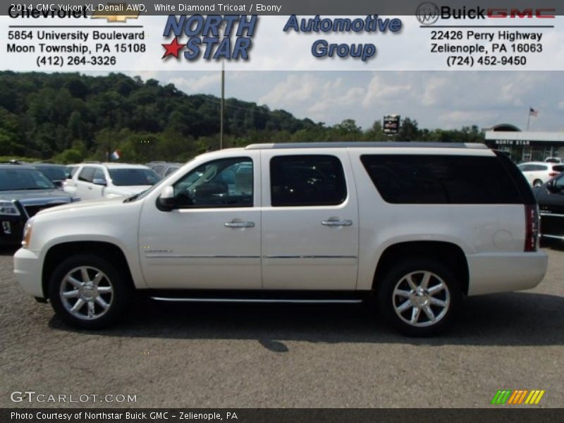 White Diamond Tricoat / Ebony 2014 GMC Yukon XL Denali AWD