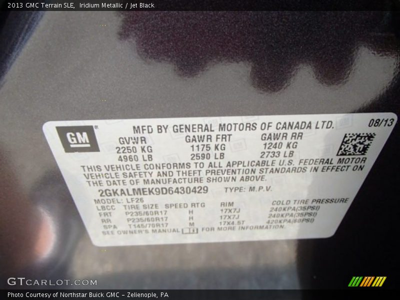 Iridium Metallic / Jet Black 2013 GMC Terrain SLE