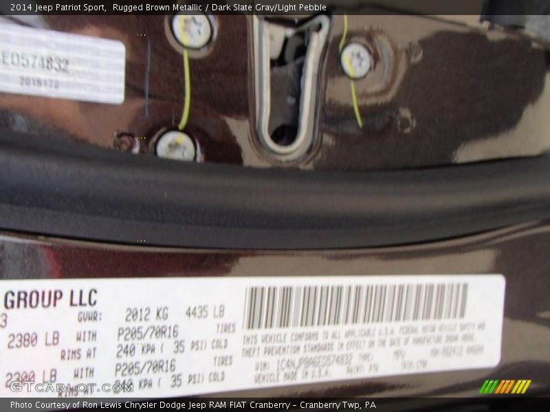 Rugged Brown Metallic / Dark Slate Gray/Light Pebble 2014 Jeep Patriot Sport