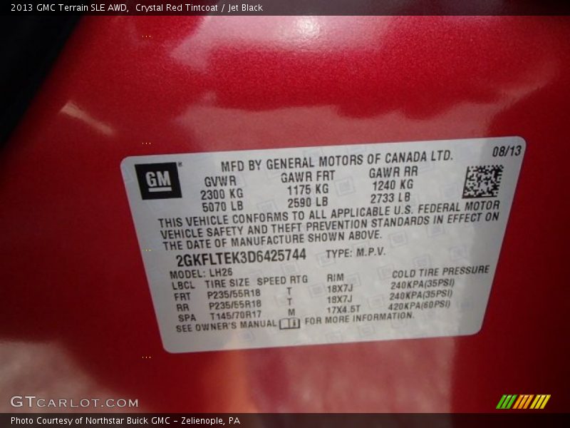 Crystal Red Tintcoat / Jet Black 2013 GMC Terrain SLE AWD