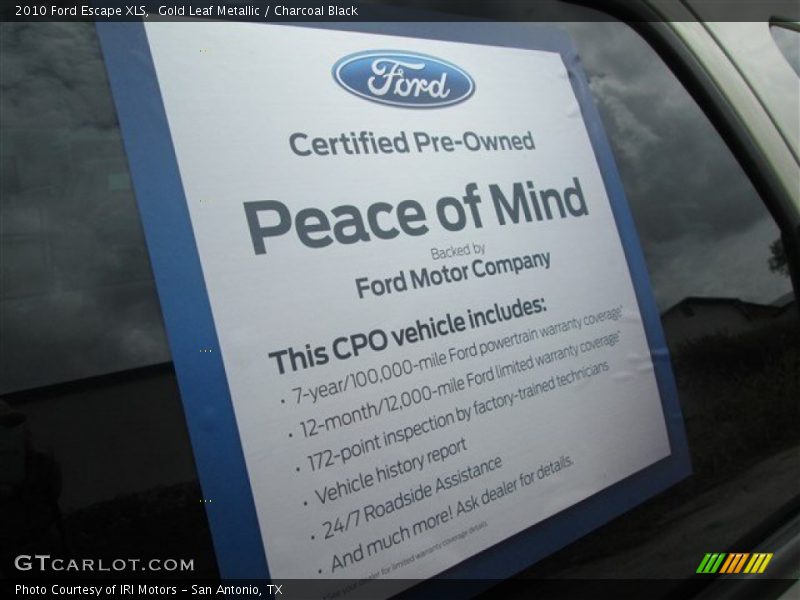 Gold Leaf Metallic / Charcoal Black 2010 Ford Escape XLS