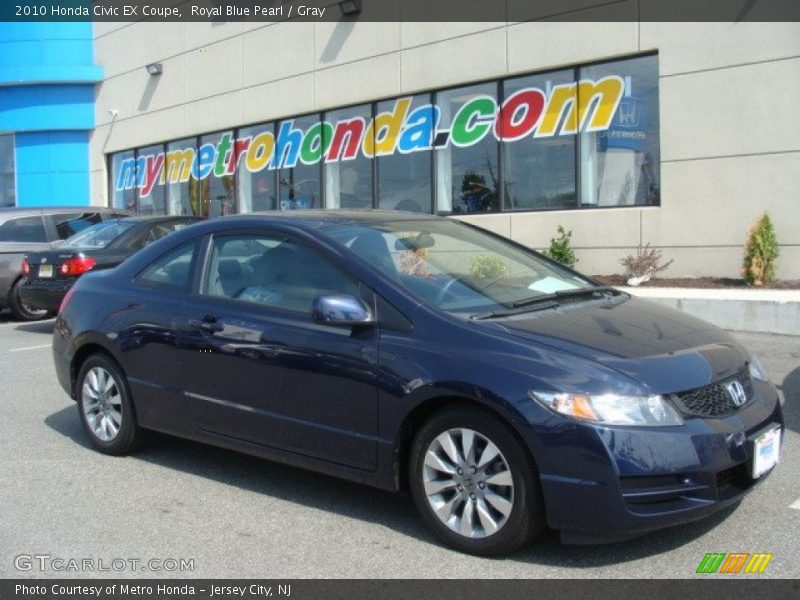 Royal Blue Pearl / Gray 2010 Honda Civic EX Coupe