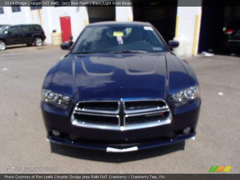 Jazz Blue Pearl / Black/Light Frost Beige 2014 Dodge Charger SXT AWD