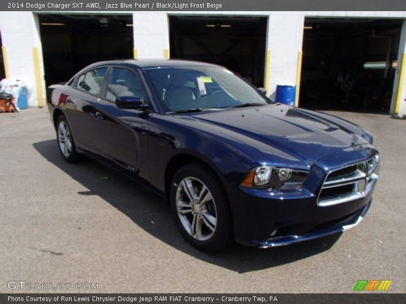Jazz Blue Pearl / Black/Light Frost Beige 2014 Dodge Charger SXT AWD