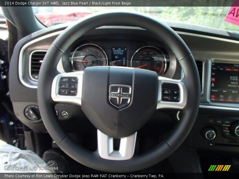 Jazz Blue Pearl / Black/Light Frost Beige 2014 Dodge Charger SXT AWD