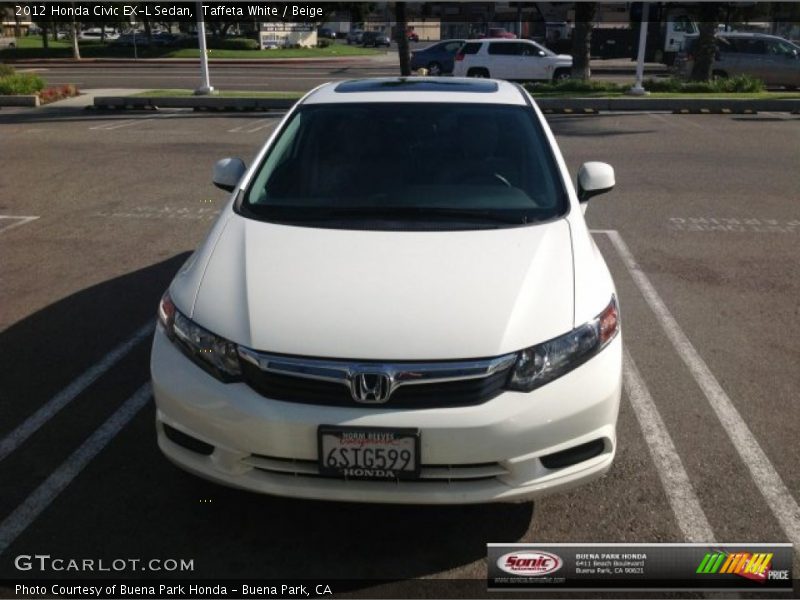 Taffeta White / Beige 2012 Honda Civic EX-L Sedan