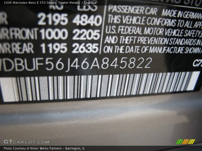 Pewter Metallic / Charcoal 2006 Mercedes-Benz E 350 Sedan