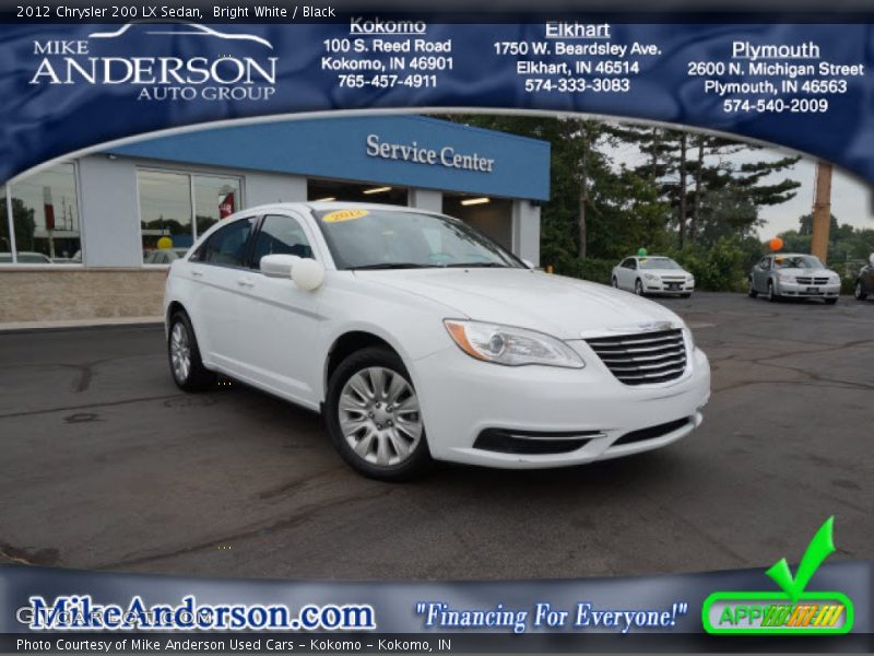 Bright White / Black 2012 Chrysler 200 LX Sedan
