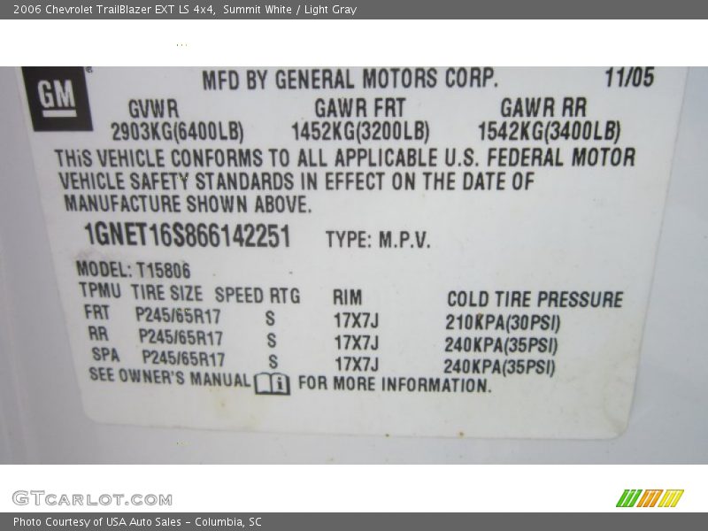 Summit White / Light Gray 2006 Chevrolet TrailBlazer EXT LS 4x4