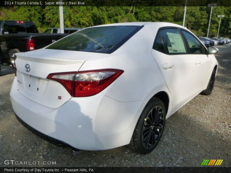 Super White / Steel Blue 2014 Toyota Corolla S