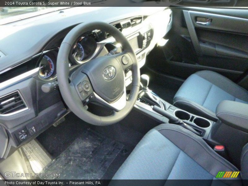 Super White / Steel Blue 2014 Toyota Corolla S