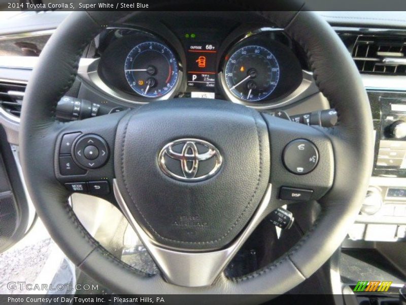 Super White / Steel Blue 2014 Toyota Corolla S