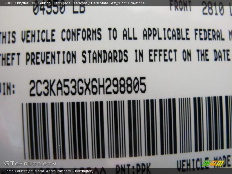 Satin Jade Pearlcoat / Dark Slate Gray/Light Graystone 2006 Chrysler 300 Touring