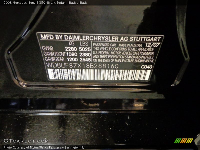Black / Black 2008 Mercedes-Benz E 350 4Matic Sedan