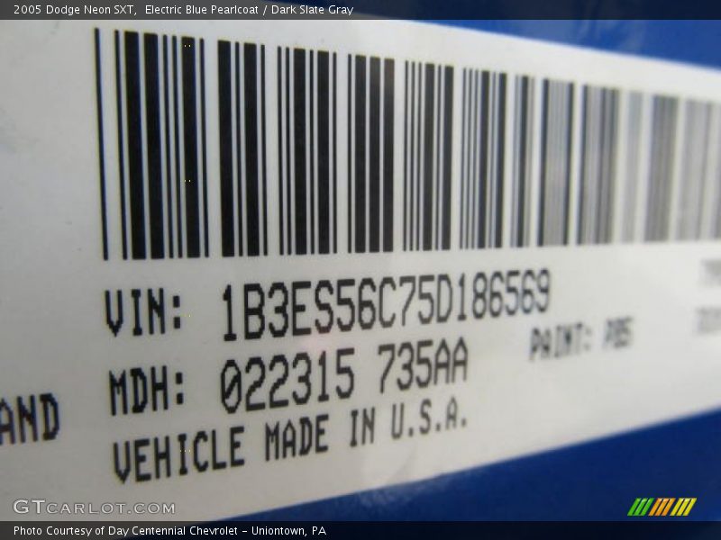 Electric Blue Pearlcoat / Dark Slate Gray 2005 Dodge Neon SXT