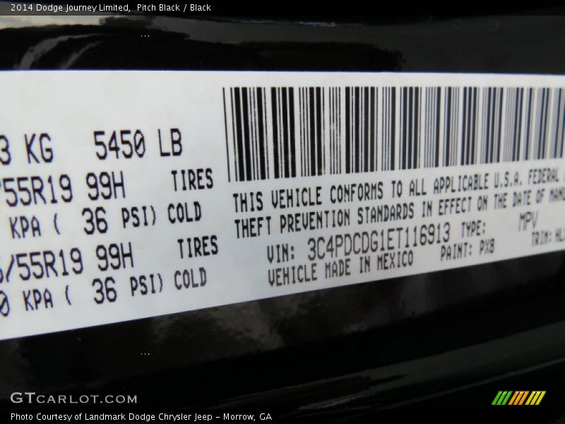 2014 Journey Limited Pitch Black Color Code PX8