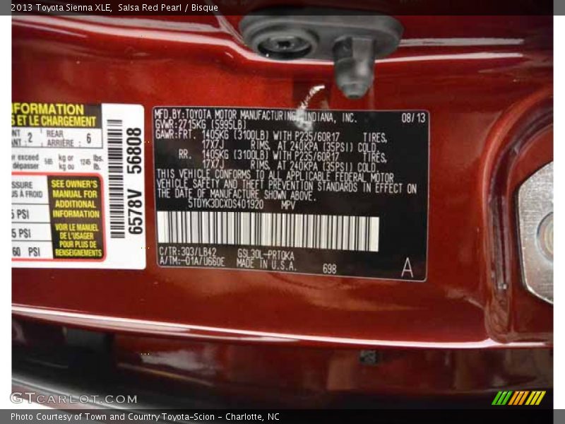 Salsa Red Pearl / Bisque 2013 Toyota Sienna XLE