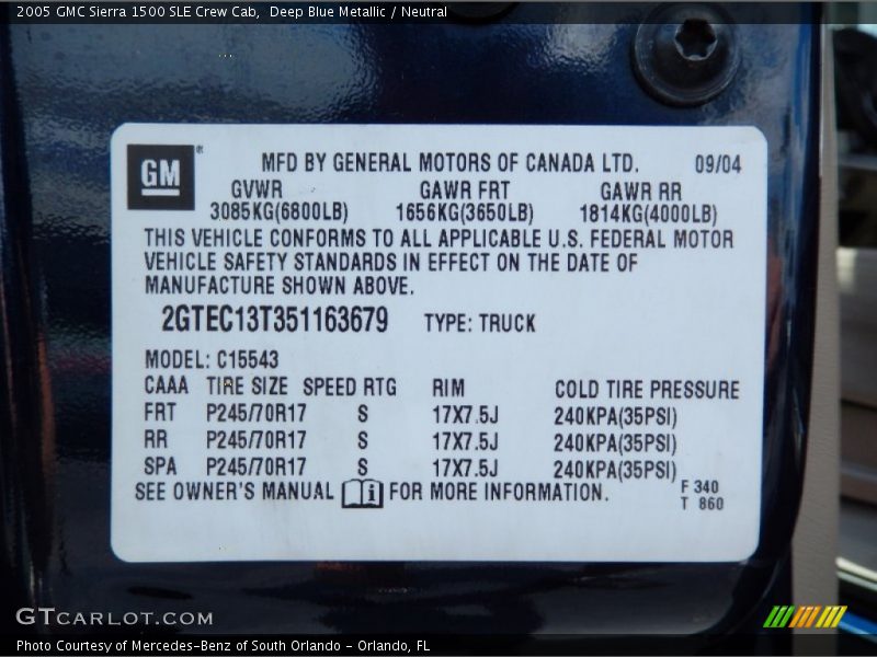 Deep Blue Metallic / Neutral 2005 GMC Sierra 1500 SLE Crew Cab