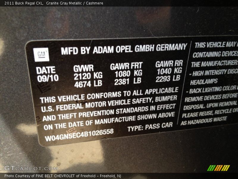 Granite Gray Metallic / Cashmere 2011 Buick Regal CXL