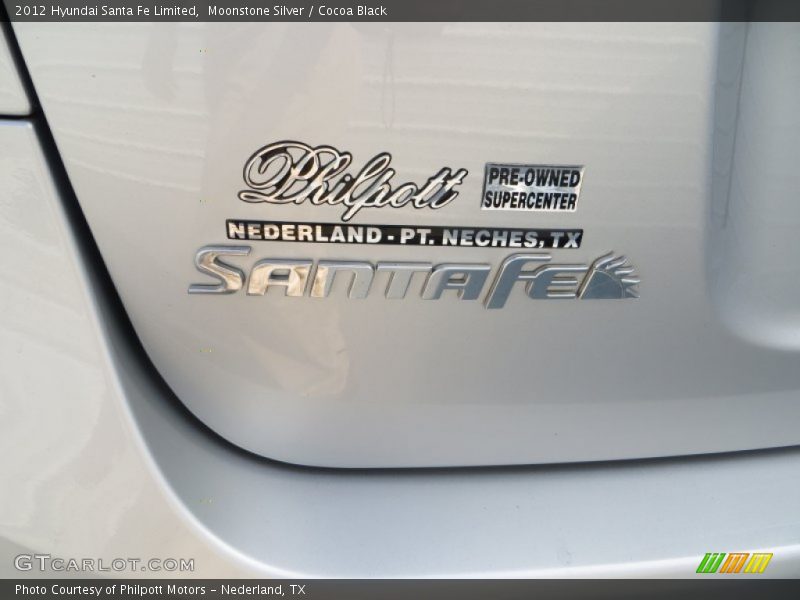 Moonstone Silver / Cocoa Black 2012 Hyundai Santa Fe Limited