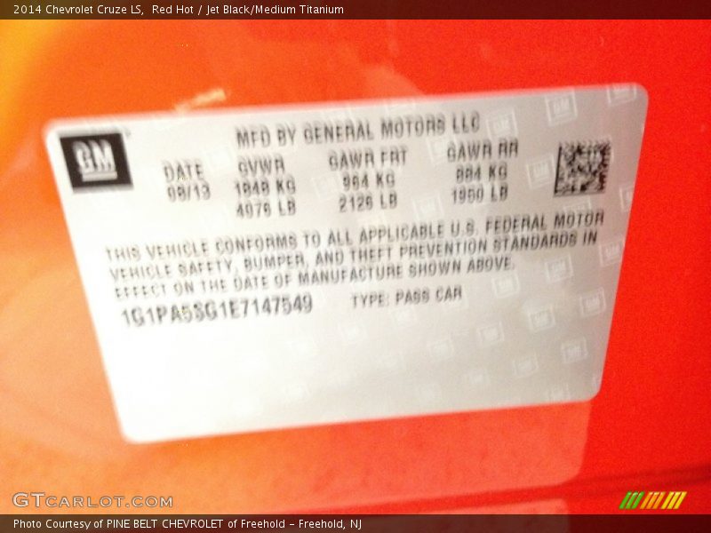 Red Hot / Jet Black/Medium Titanium 2014 Chevrolet Cruze LS