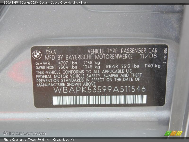 Space Grey Metallic / Black 2009 BMW 3 Series 328xi Sedan