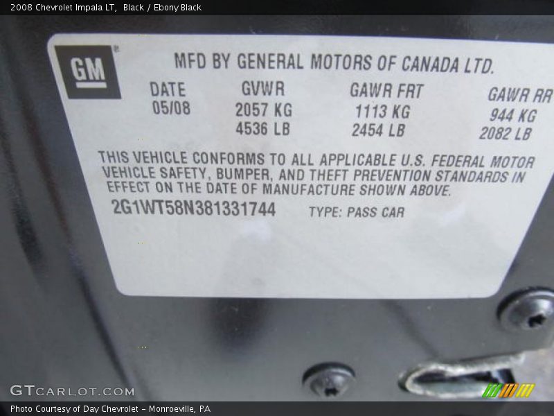 Black / Ebony Black 2008 Chevrolet Impala LT