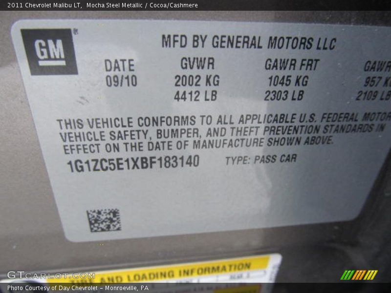 Mocha Steel Metallic / Cocoa/Cashmere 2011 Chevrolet Malibu LT