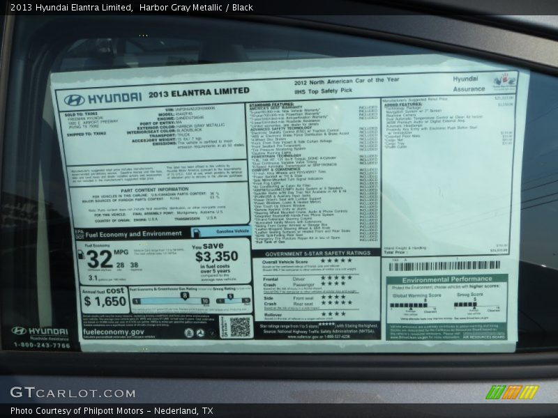 Harbor Gray Metallic / Black 2013 Hyundai Elantra Limited