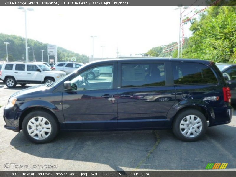 True Blue Pearl / Black/Light Graystone 2014 Dodge Grand Caravan SE
