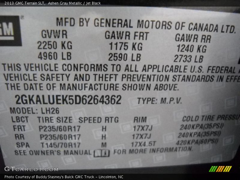 Ashen Gray Metallic / Jet Black 2013 GMC Terrain SLT